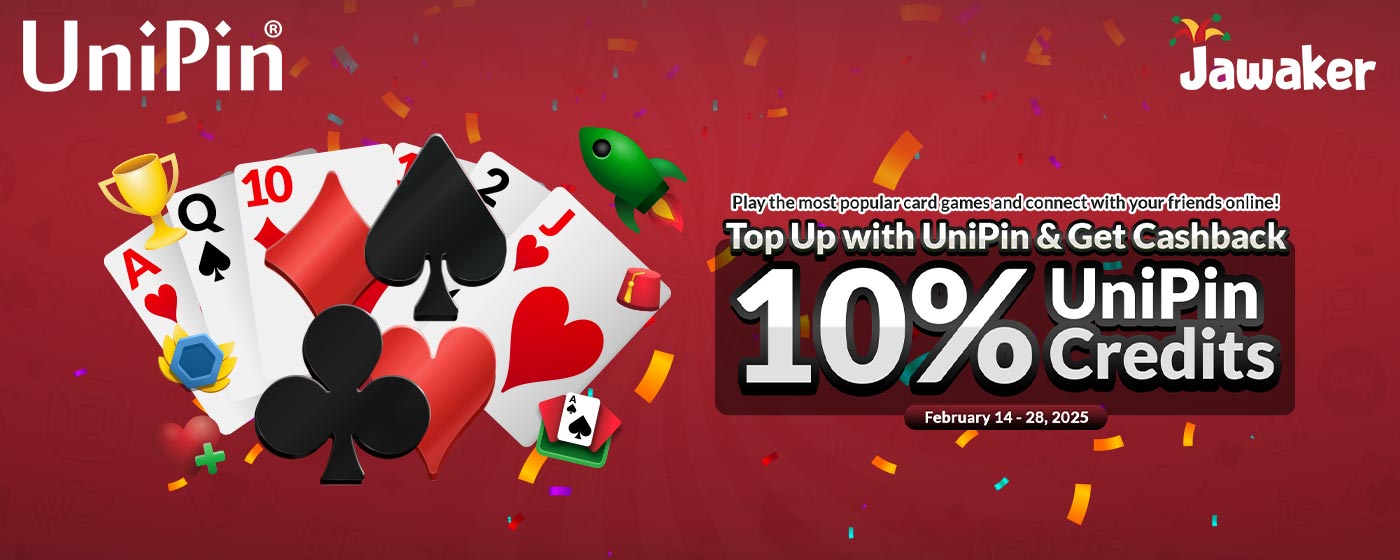 Experience Ultimate Entertainment on Jawaker – Top Up and Get 10% Cashback UniPin Credits